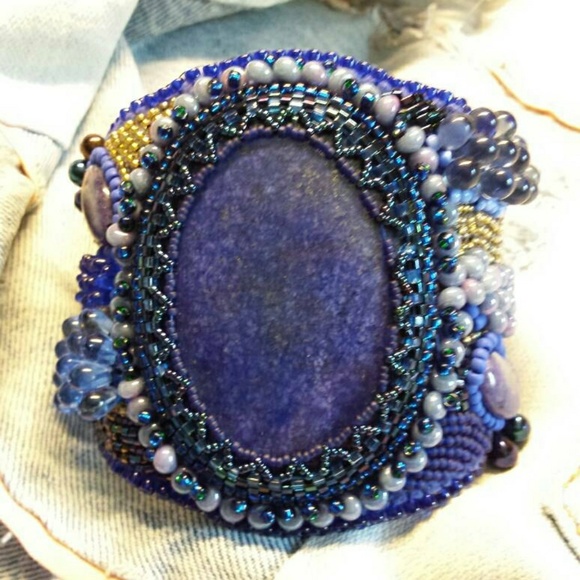 Lapis cuff bracelet - Picture 2 of 4